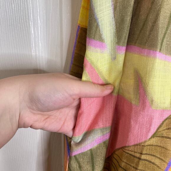 KOURT Seasonal Tropical Bird Of Paradise Print Mini Dress Size XS Linen Summer - Picture 5 of 8